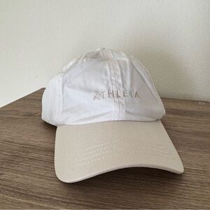 Athleta Two-Tone Embroidered Cap in White and Beige